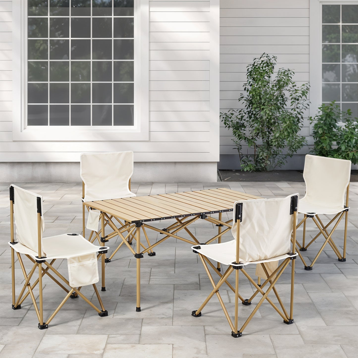 Portable Folding Camping Table with 4 Chairs