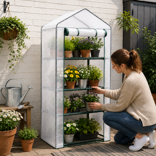 Mini Vertical Garden Greenhouse with White PE Mesh Cover