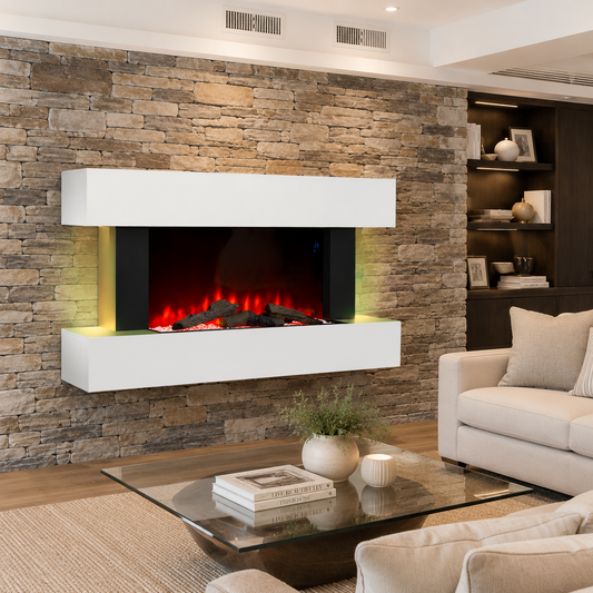 Wall Mounted/Freestanding Electric Fireplace with Mantel