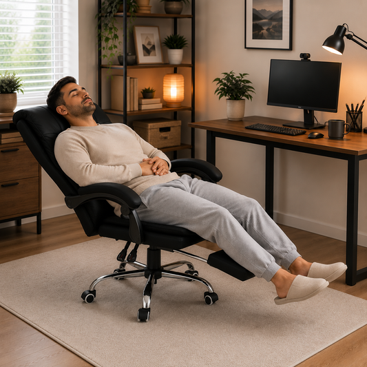 Height-Adjustable Ergonomic Reclining Office Chair with Footrest
