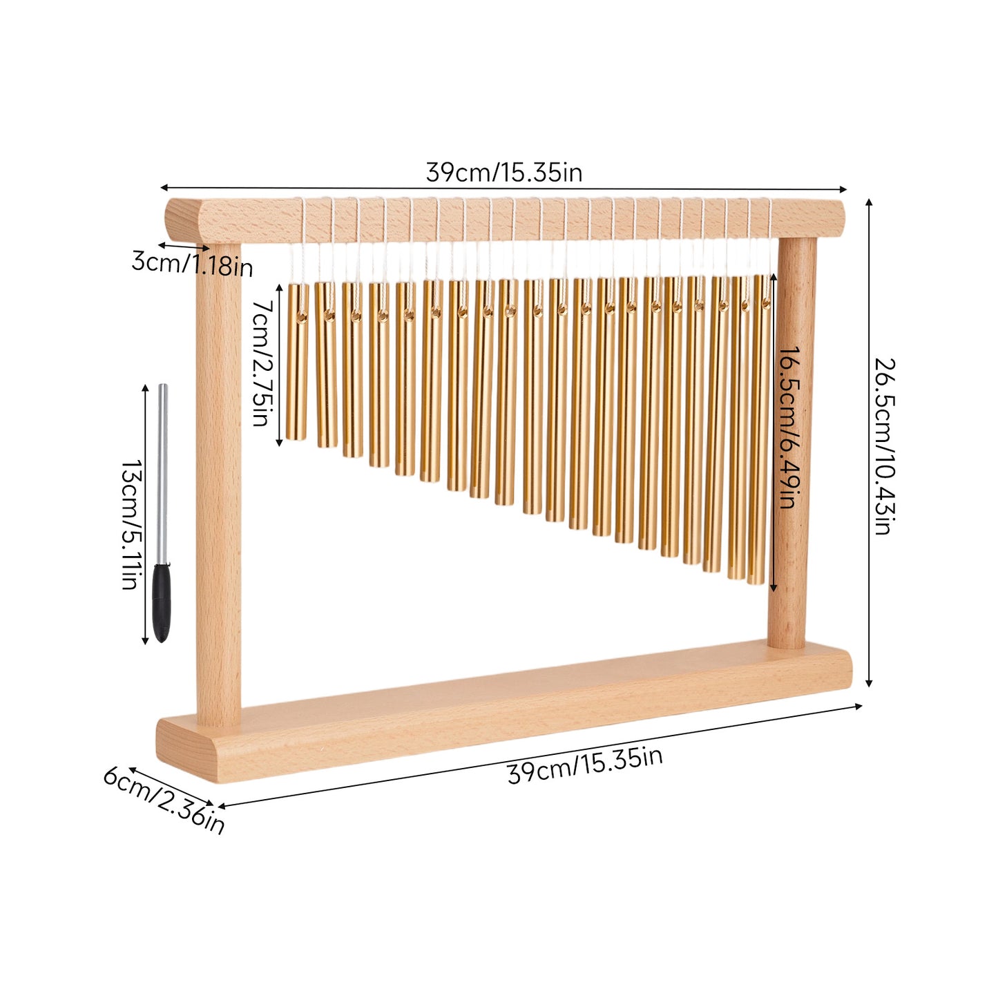 20-Note Desktop Single-Row Bar Chime with Small Mallet