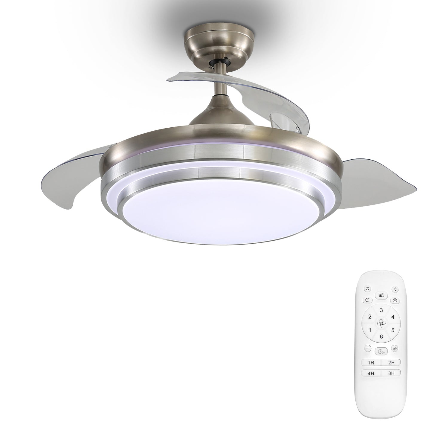 Contemporary 3-Blade Tiered LED Ceiling Fan Light with Retracted Blades