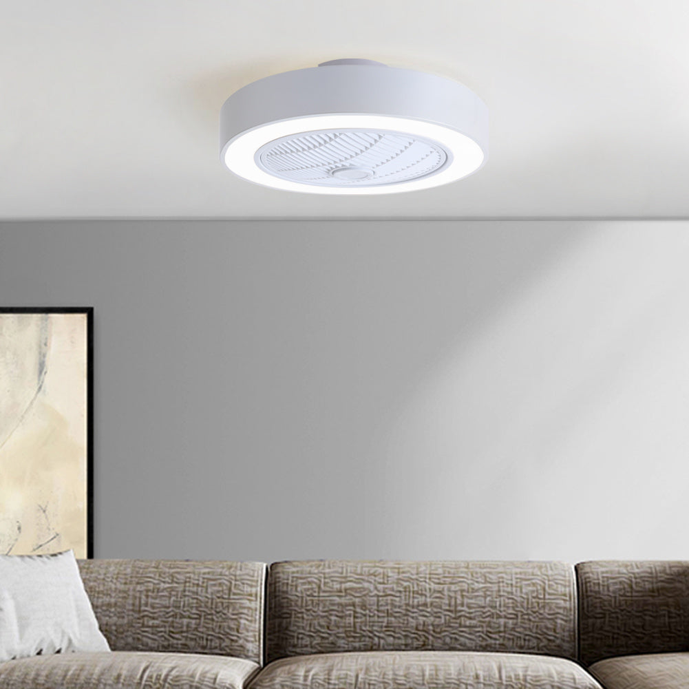 Acrylic ceiling fan features integrated LED lighting