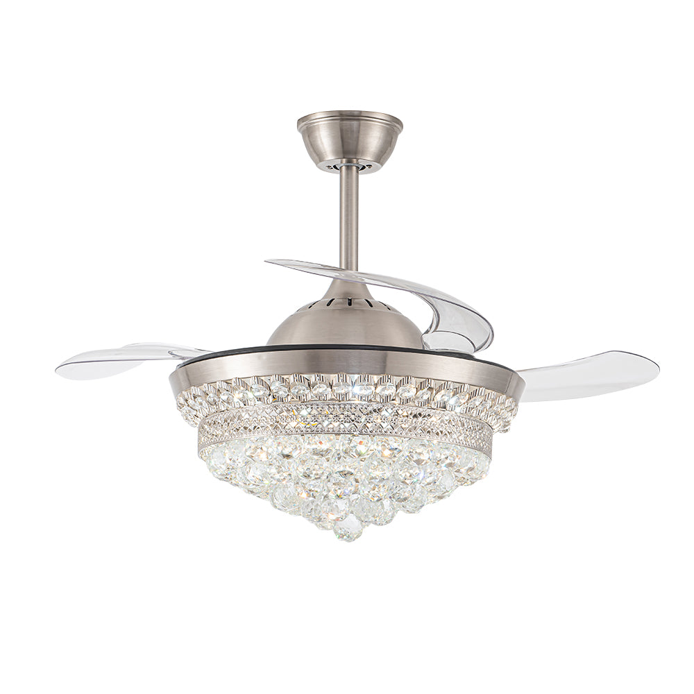 42" Crystal LED Ceiling Fan with 3 Color Lights