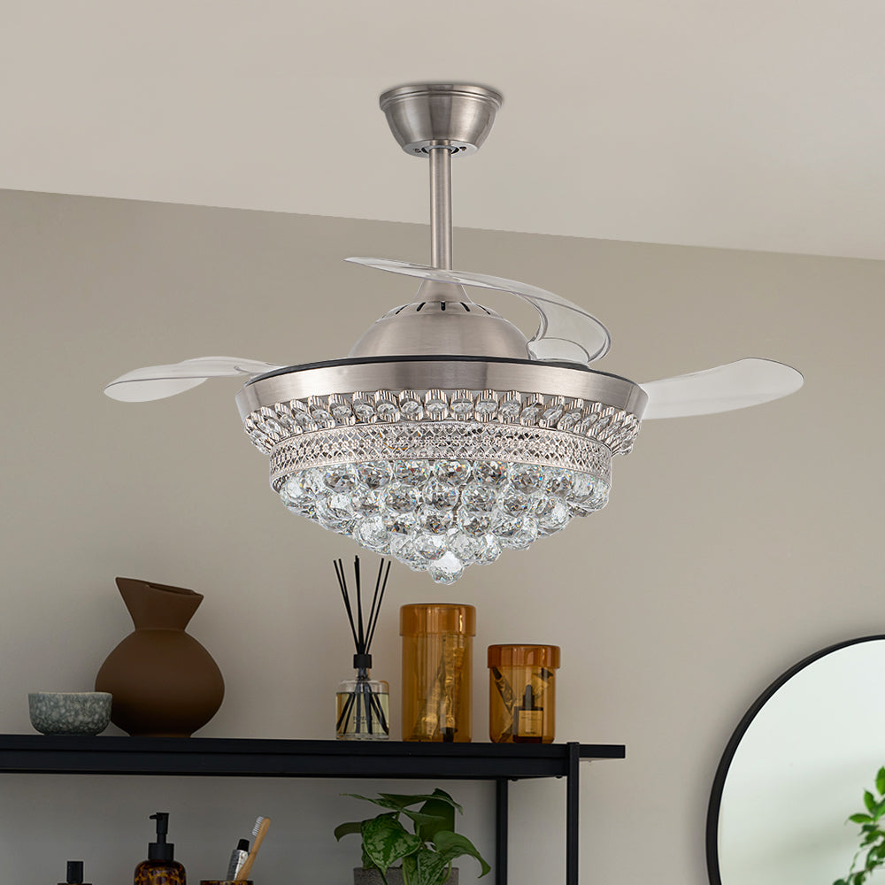 42" Crystal LED Ceiling Fan with 3 Color Lights