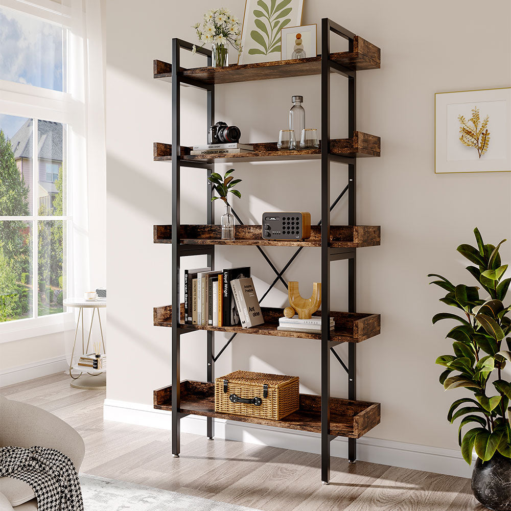 5 Tier Industrial Shelving Unit Bookcase Display Shelf
