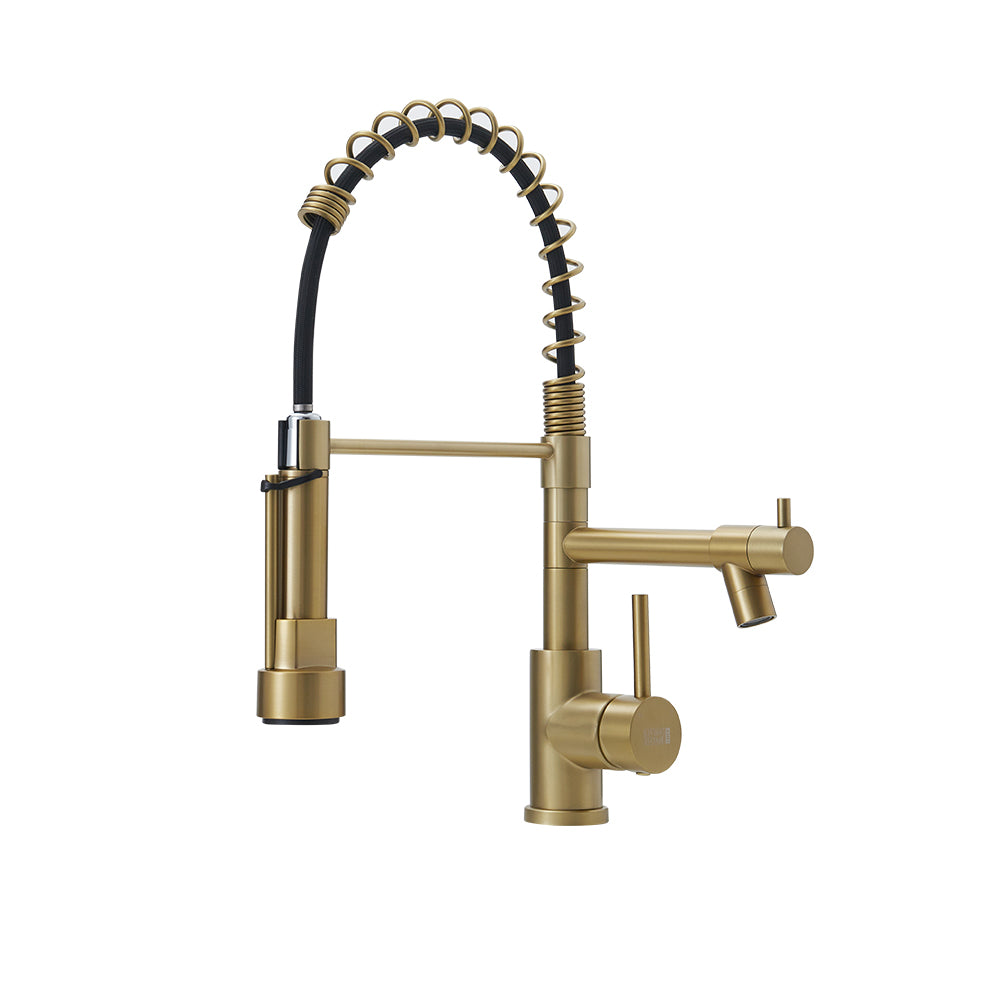 Tainless Steel Kitchen Faucet with Pull Down Spring Spout and Pot Filler
