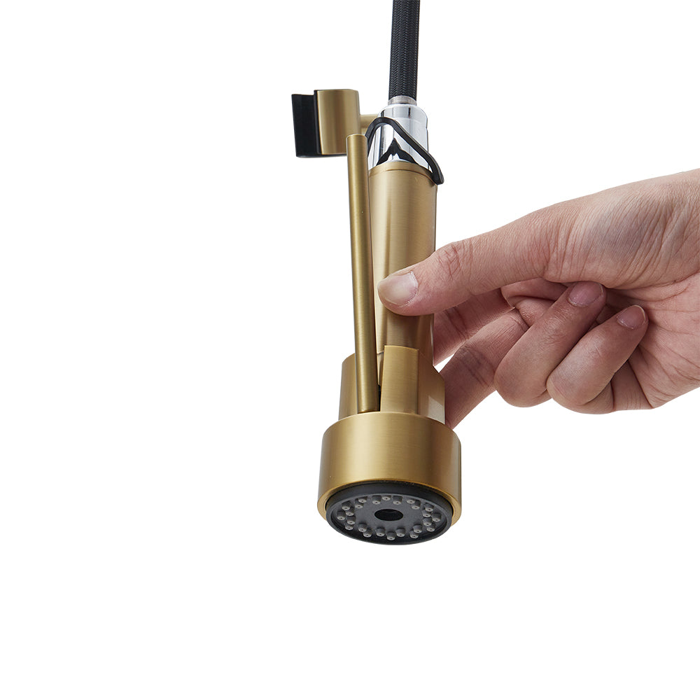 Tainless Steel Kitchen Faucet with Pull Down Spring Spout and Pot Filler