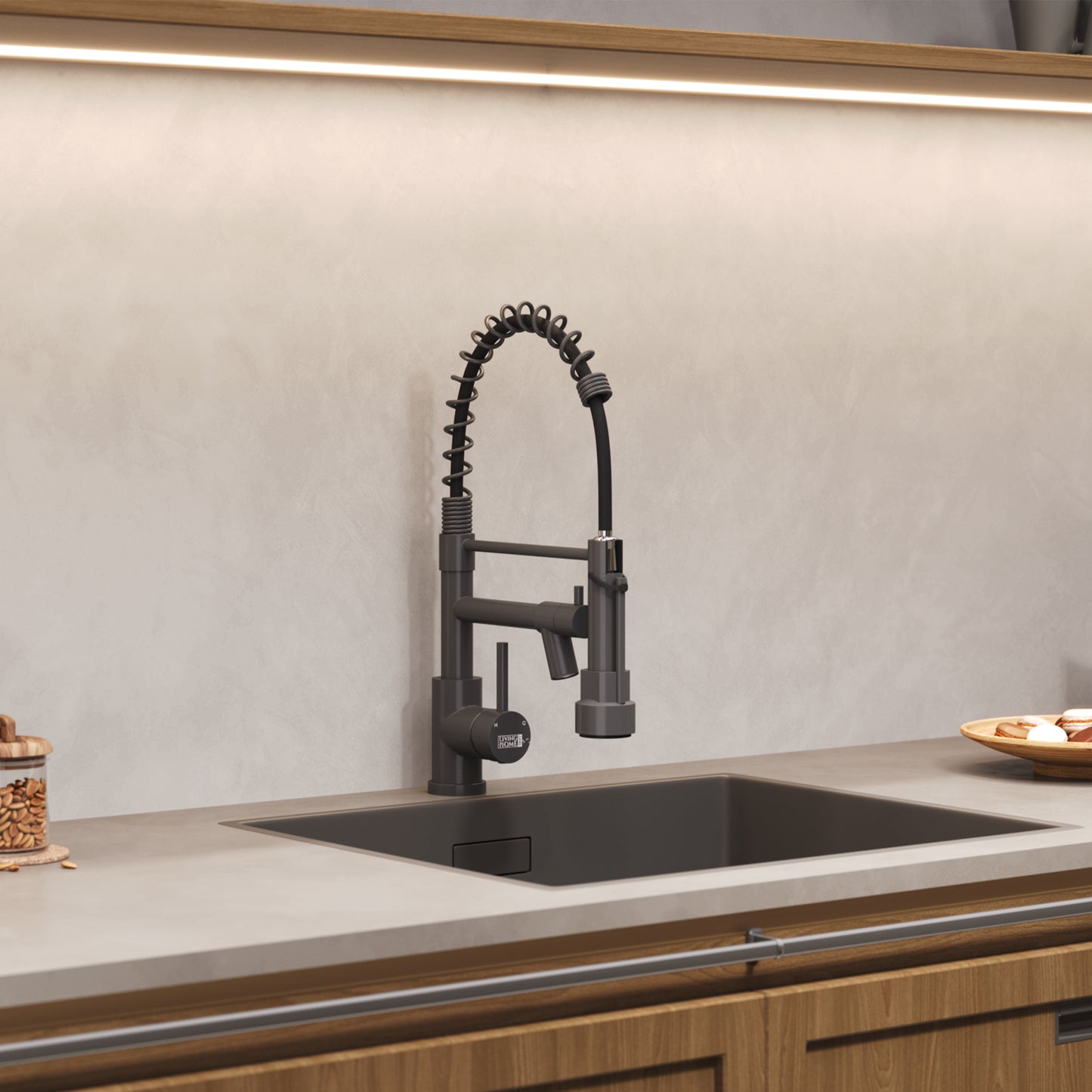 Tainless Steel Kitchen Faucet with Pull Down Spring Spout and Pot Filler