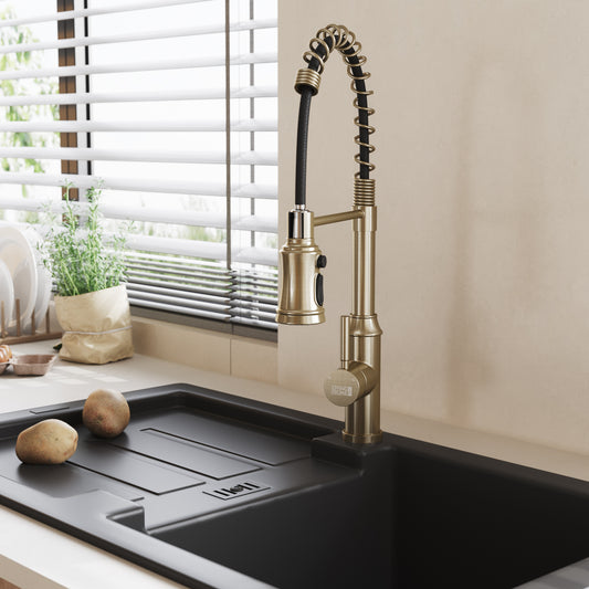 Single Handle Kitchen Faucet with Spring Spout
