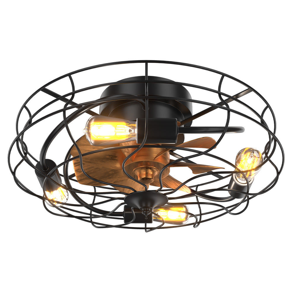 Industrial 20“ Black Cage Ceiling Fan Light