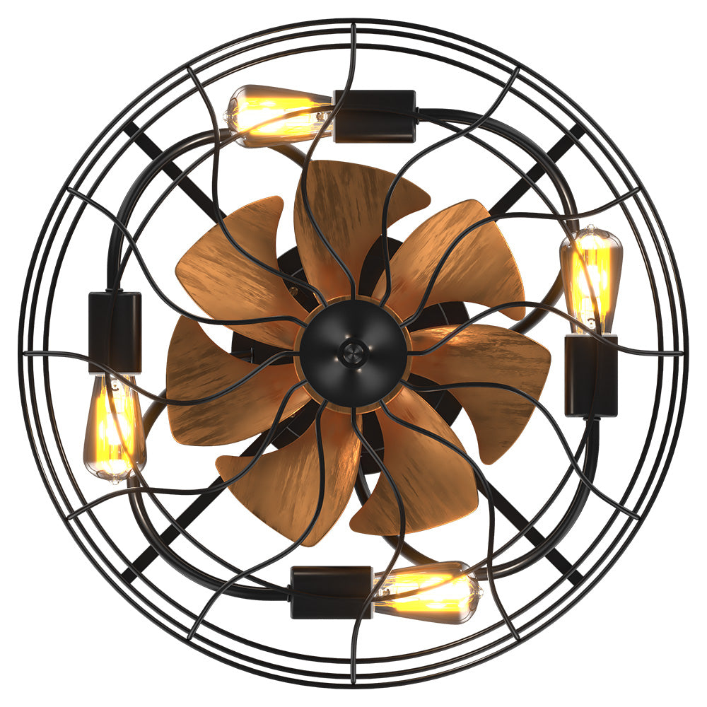 Industrial 20“ Black Cage Ceiling Fan Light