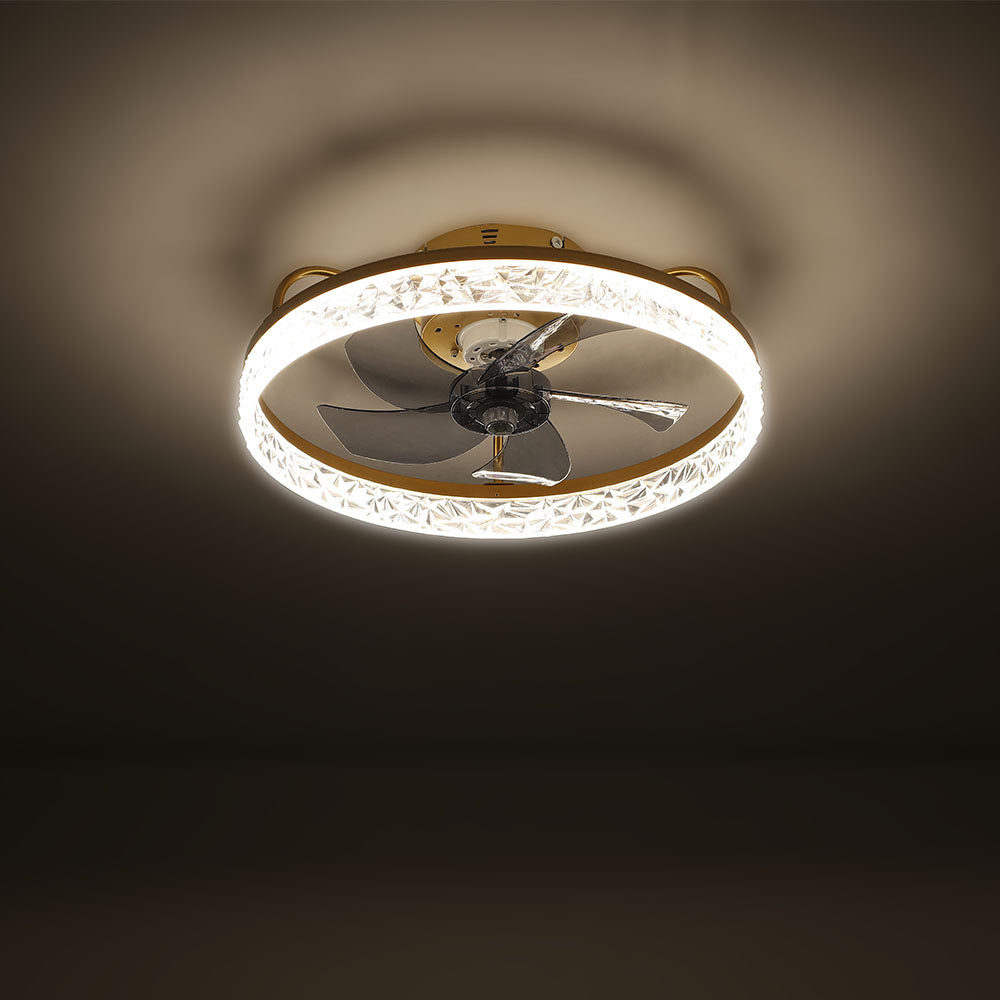 Modern Round Crystal Ceiling Fan with Light