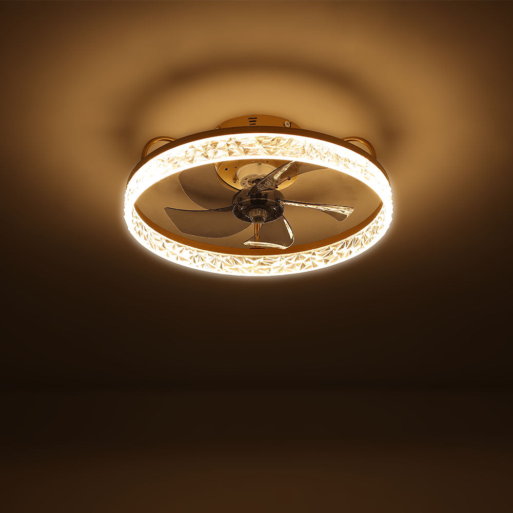 Modern Round Crystal Ceiling Fan with Light