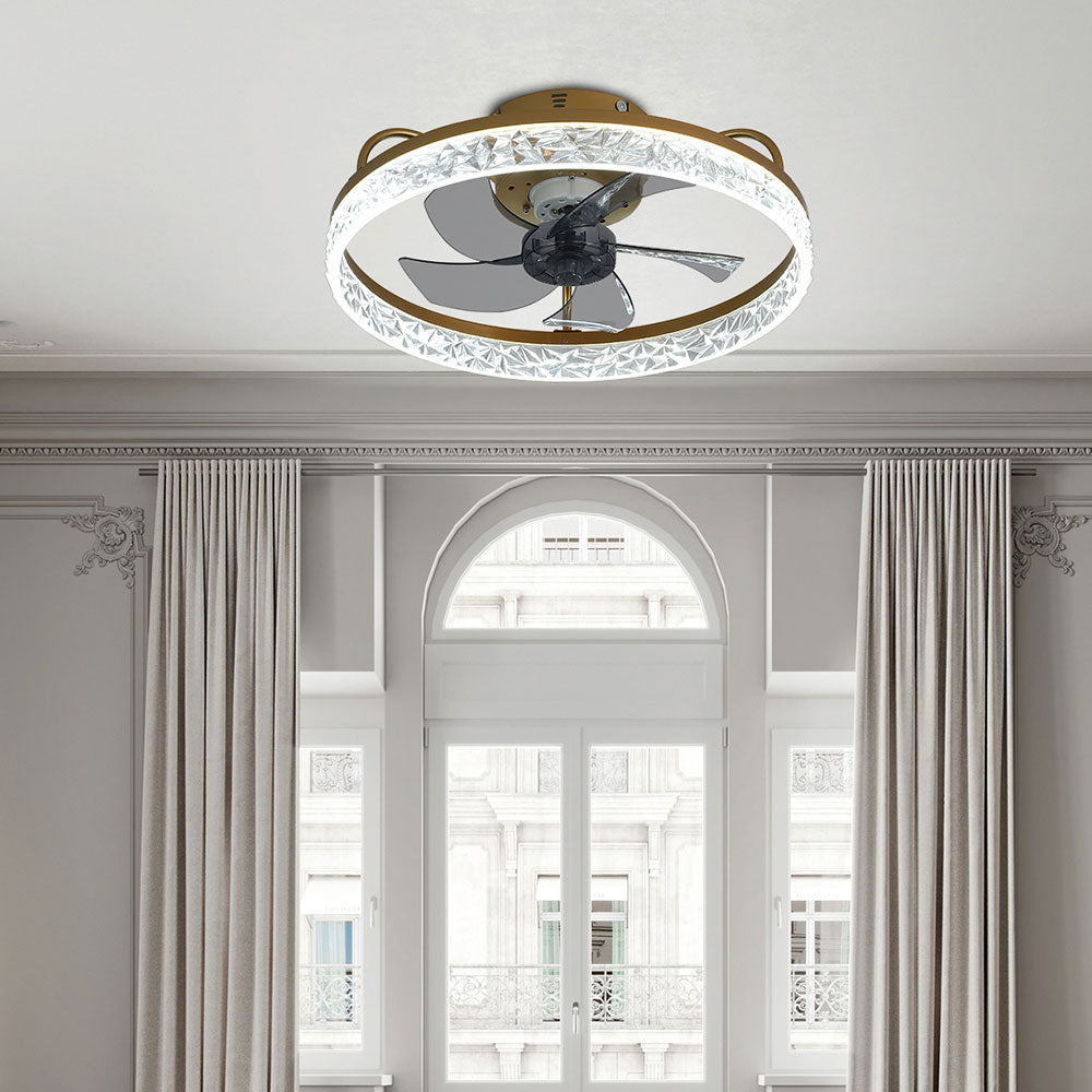 Modern Round Crystal Ceiling Fan with Light