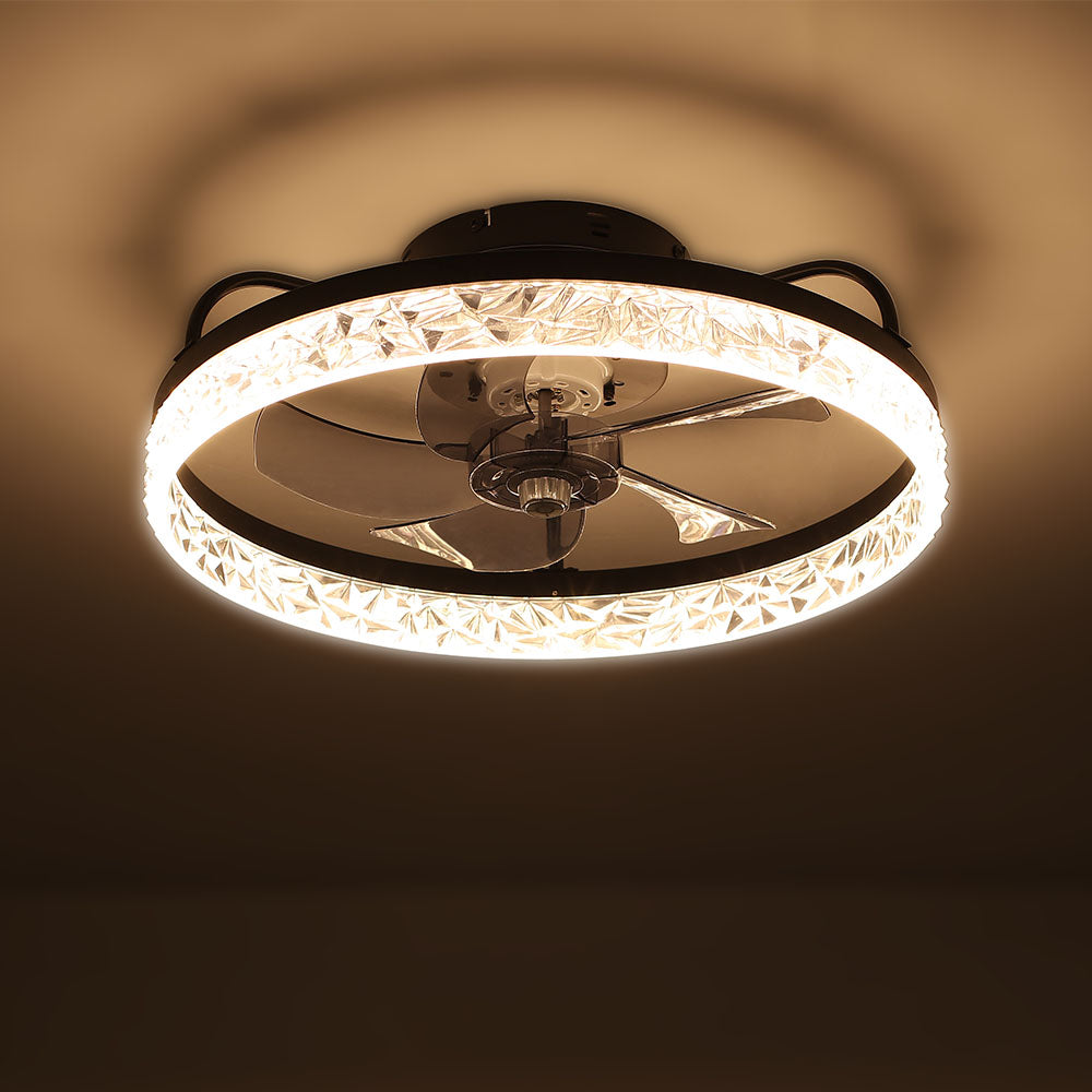 Modern Round Crystal Ceiling Fan with Light