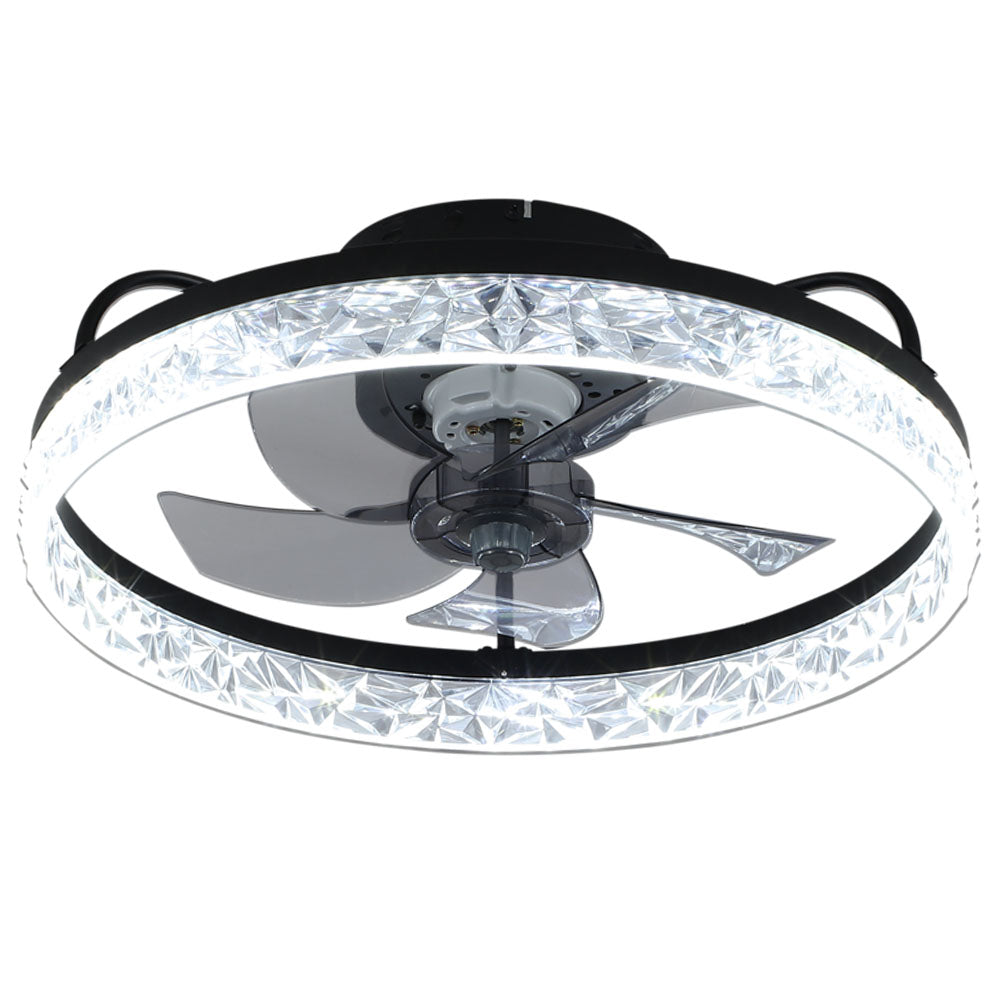 Modern Round Crystal Ceiling Fan with Light