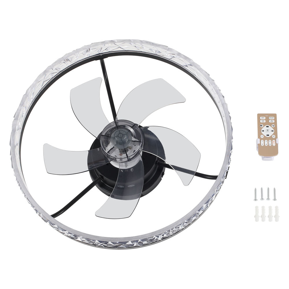 Modern Round Crystal Ceiling Fan with Light