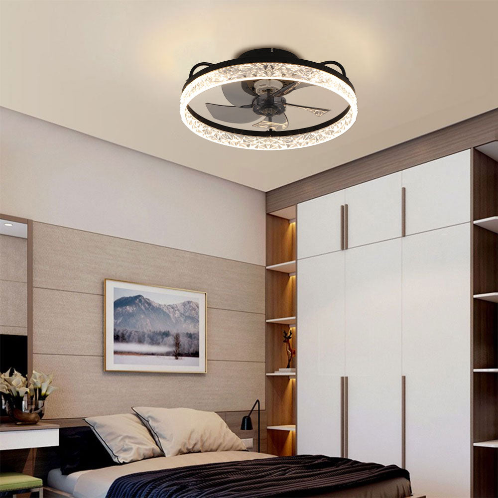 Modern Round Crystal Ceiling Fan with Light