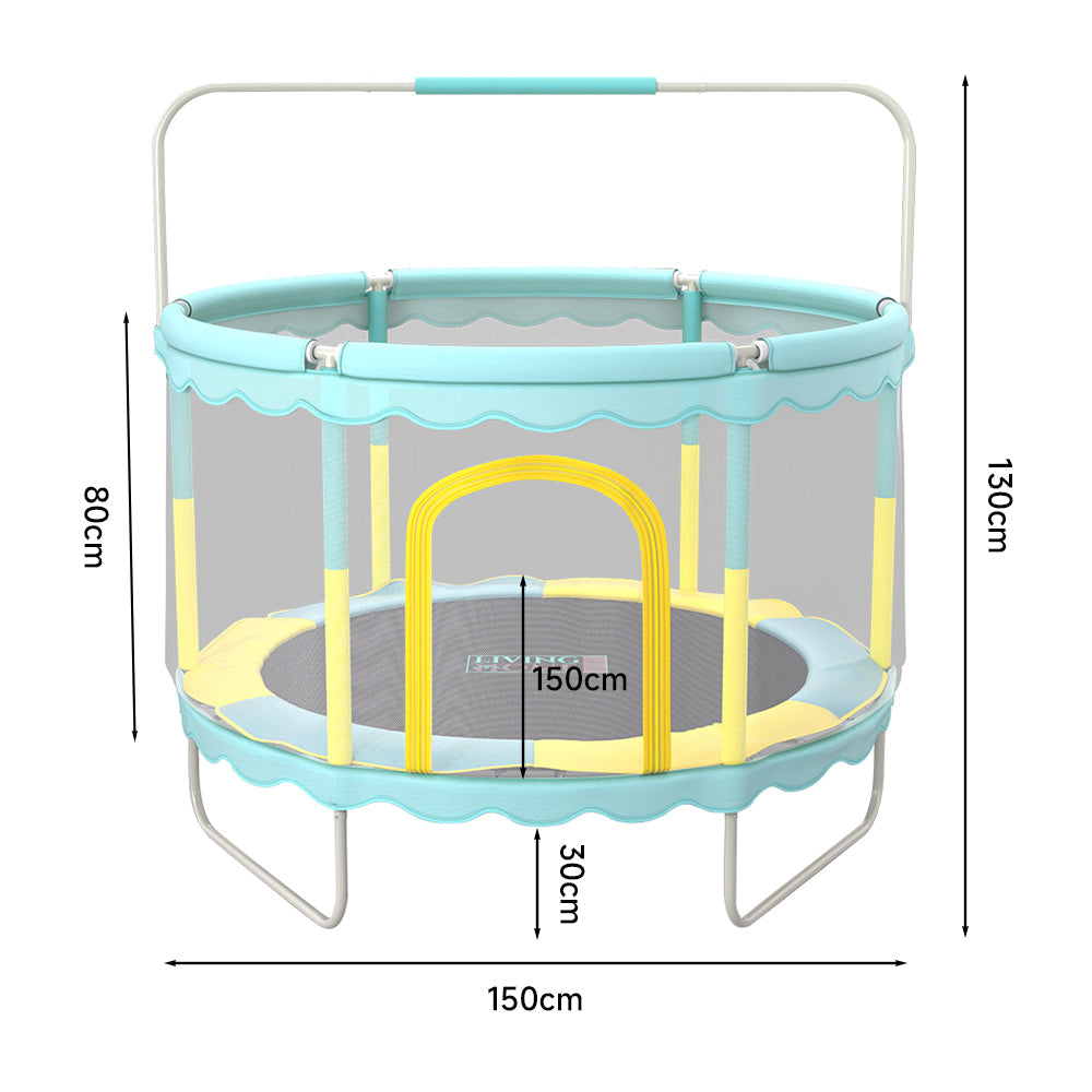 130CM Height Outdoor Kids Trampoline with Balance Bar and Safety Net