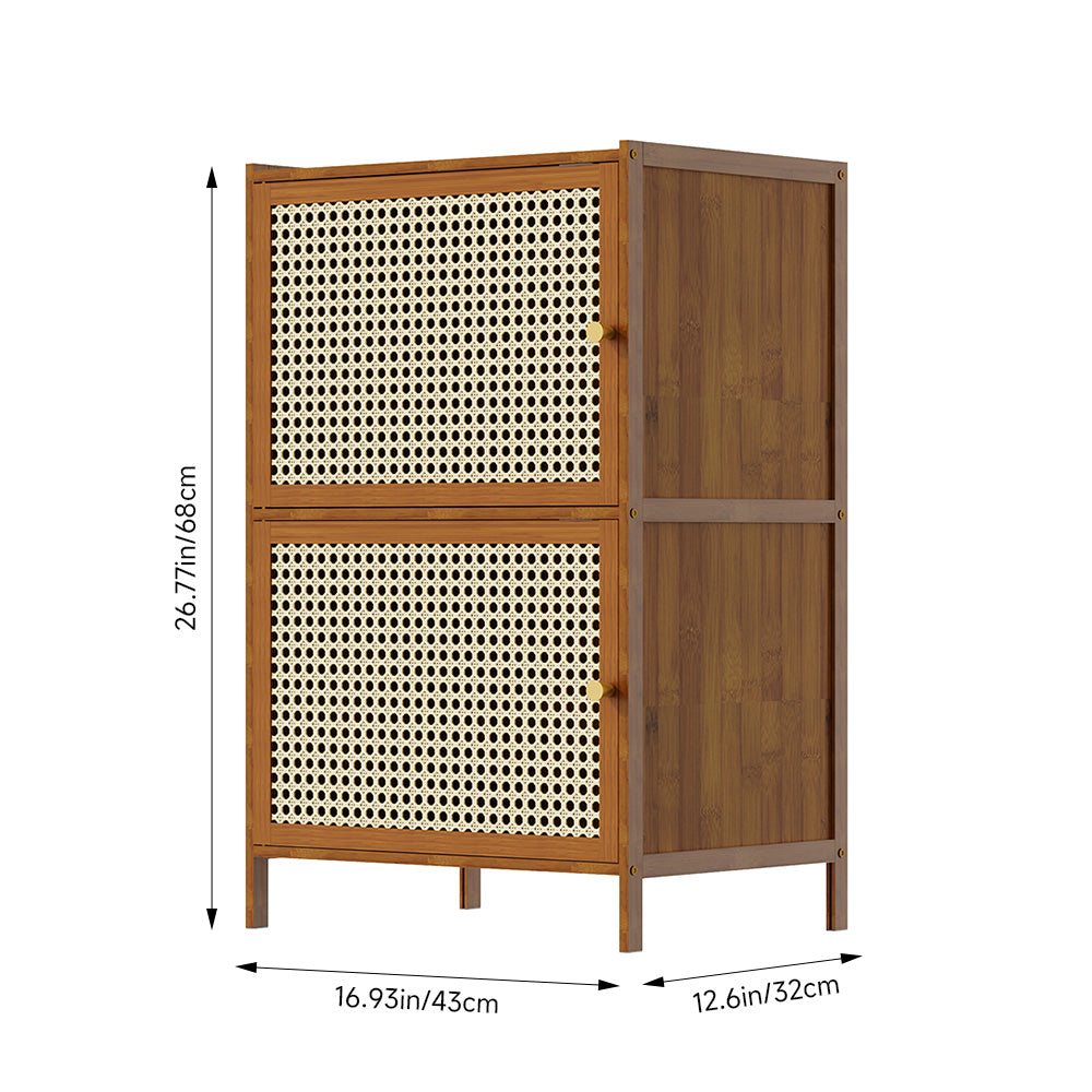 2 Tier Narrow Bookcase with Doors