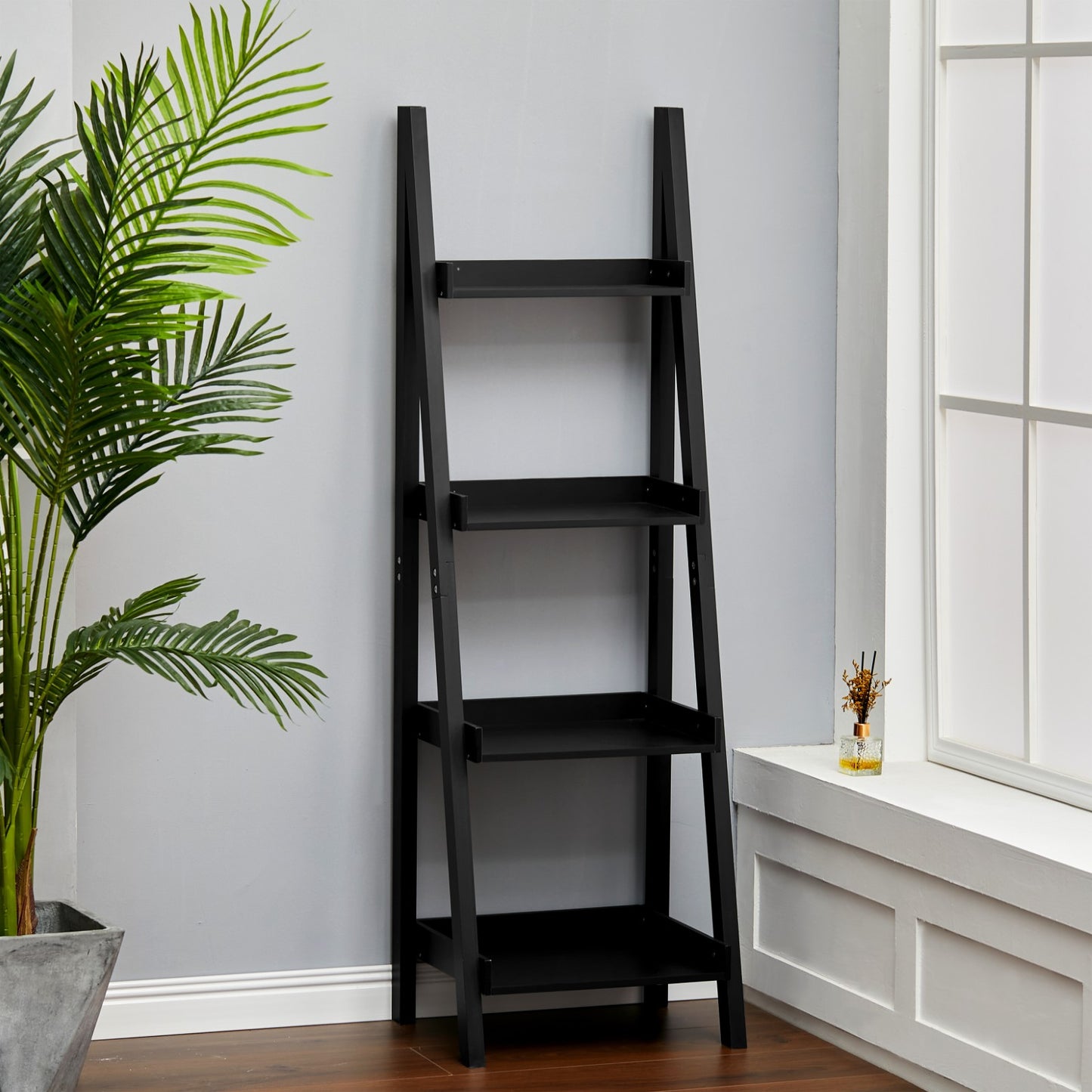 4-Tier Wooden Display Ladder Shelf for Home