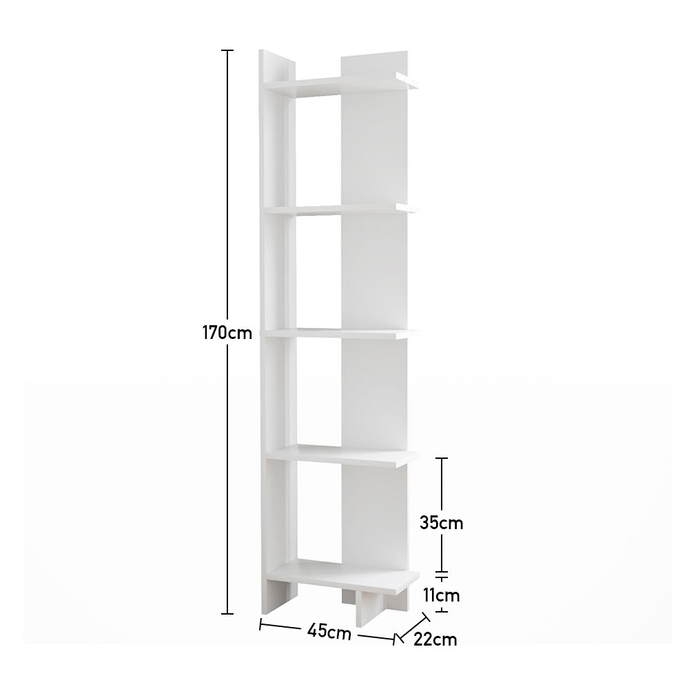 Industrial 5-Tier Corner Bookshelf Shelf Unit