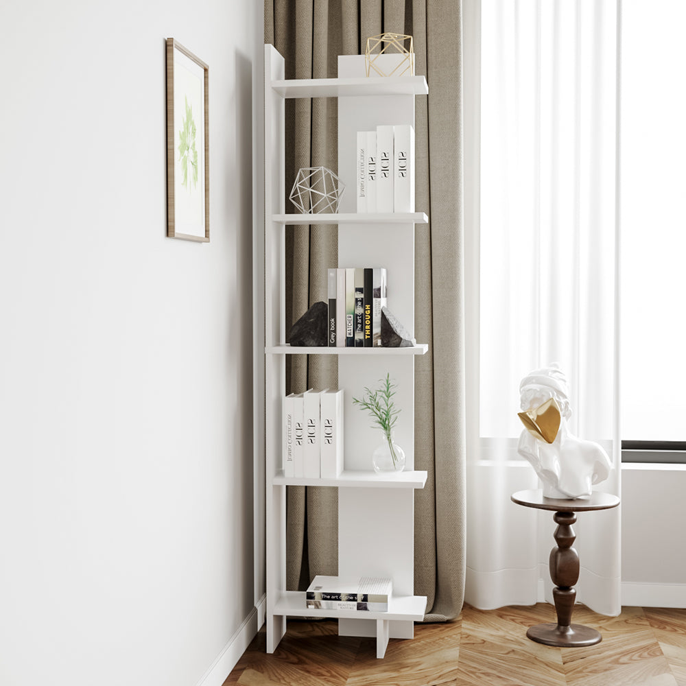 Industrial 5-Tier Corner Bookshelf Shelf Unit
