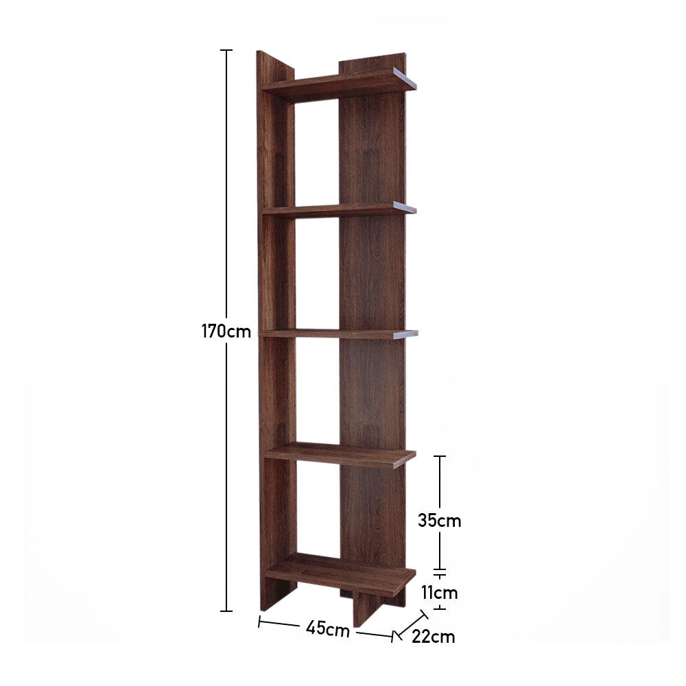 Industrial 5-Tier Corner Bookshelf Shelf Unit