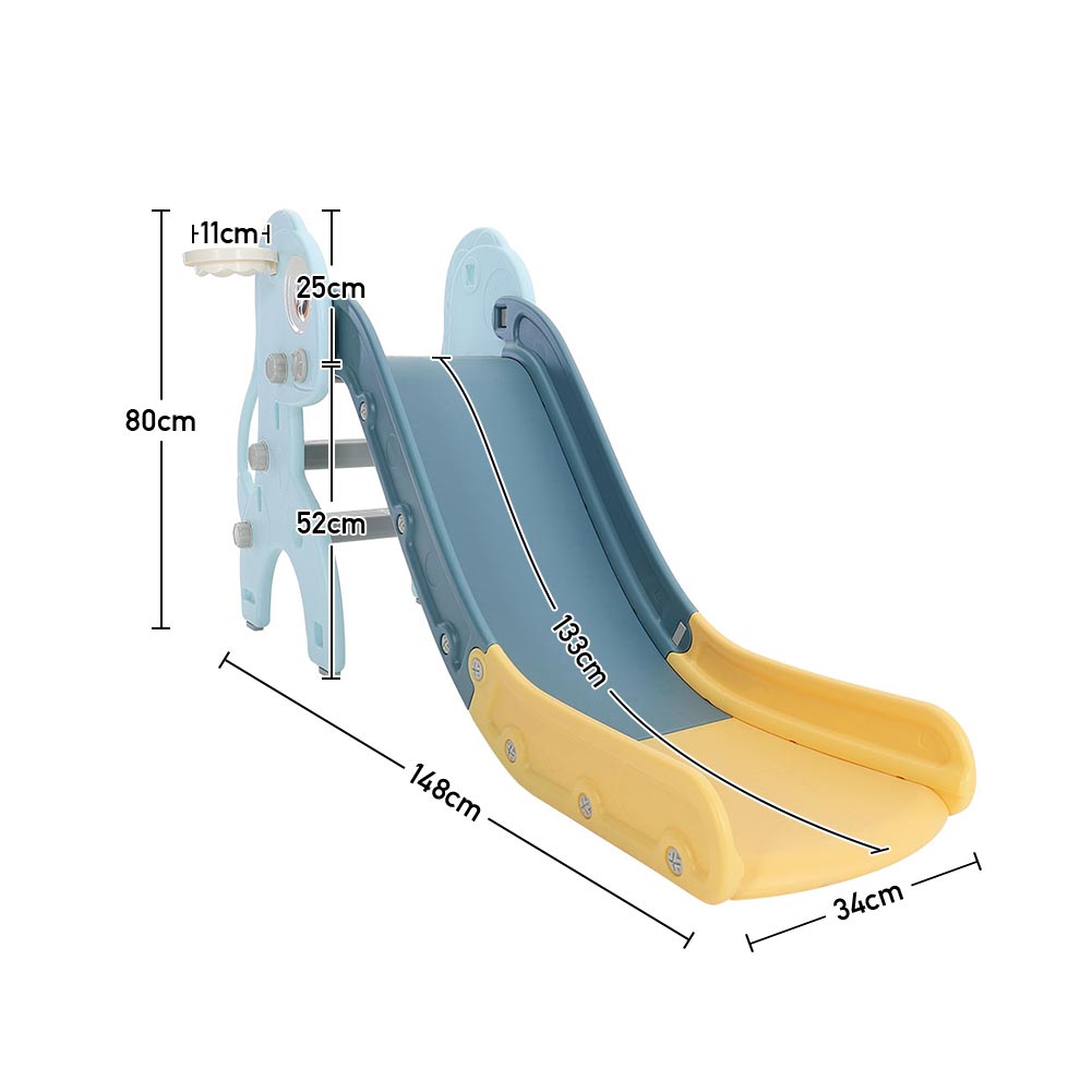 Freestanding Kids Slide Climber Toy Basketball Hoop