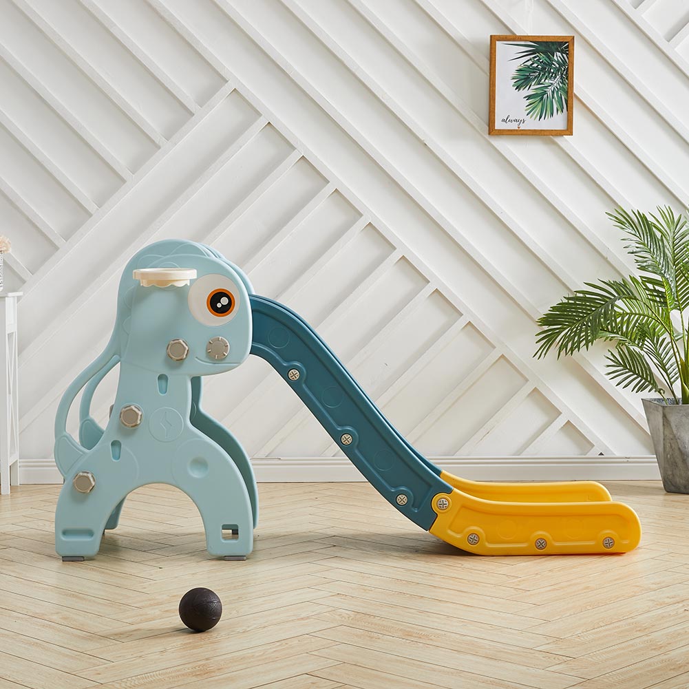 Freestanding Kids Slide Climber Toy Basketball Hoop