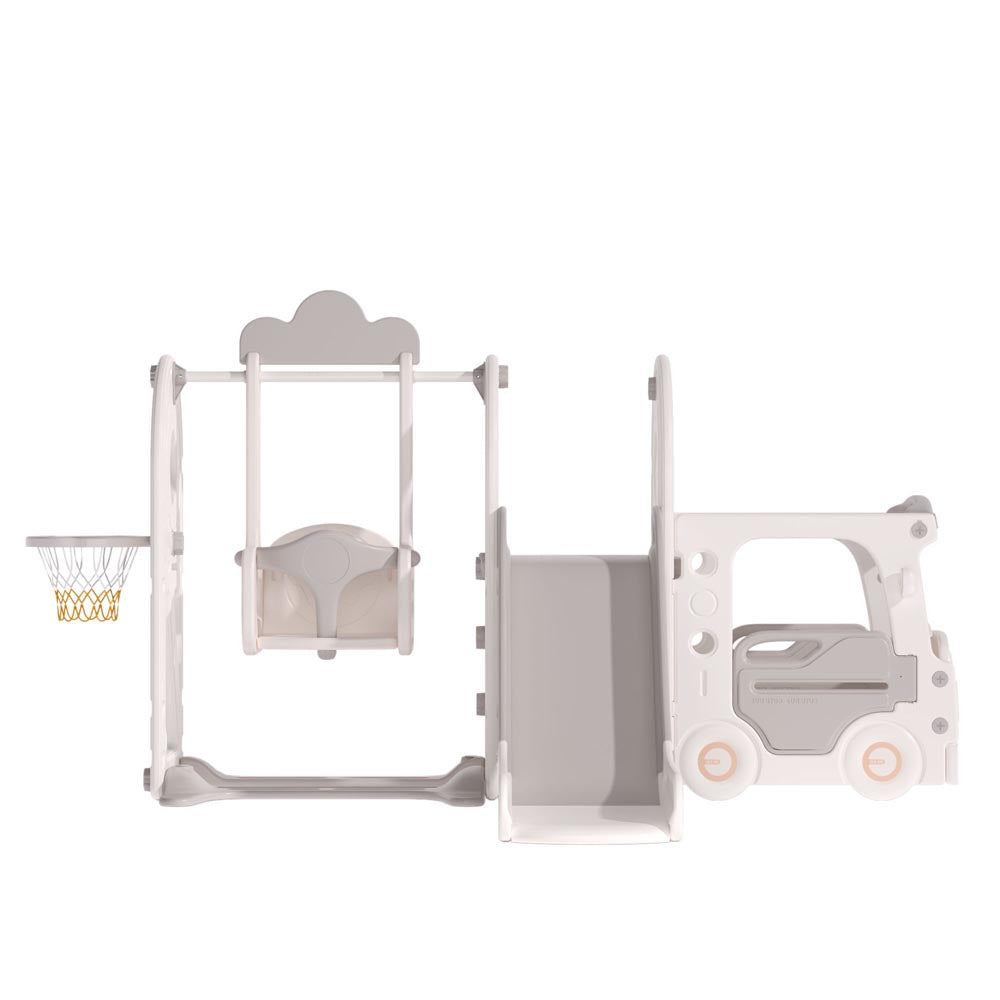 Kids Playset with Slide Basket Hoop Toddler Playground