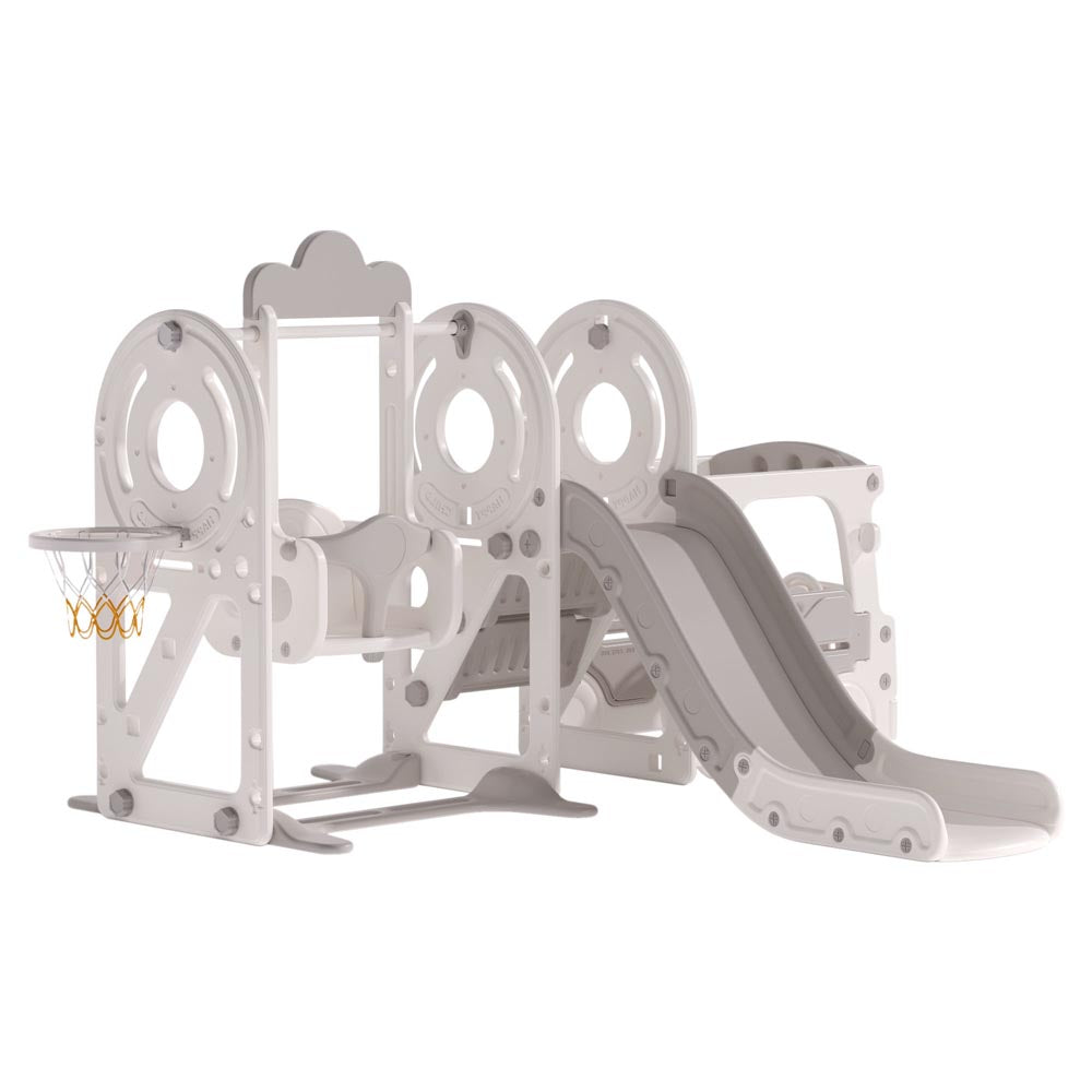 Kids Playset with Slide Basket Hoop Toddler Playground