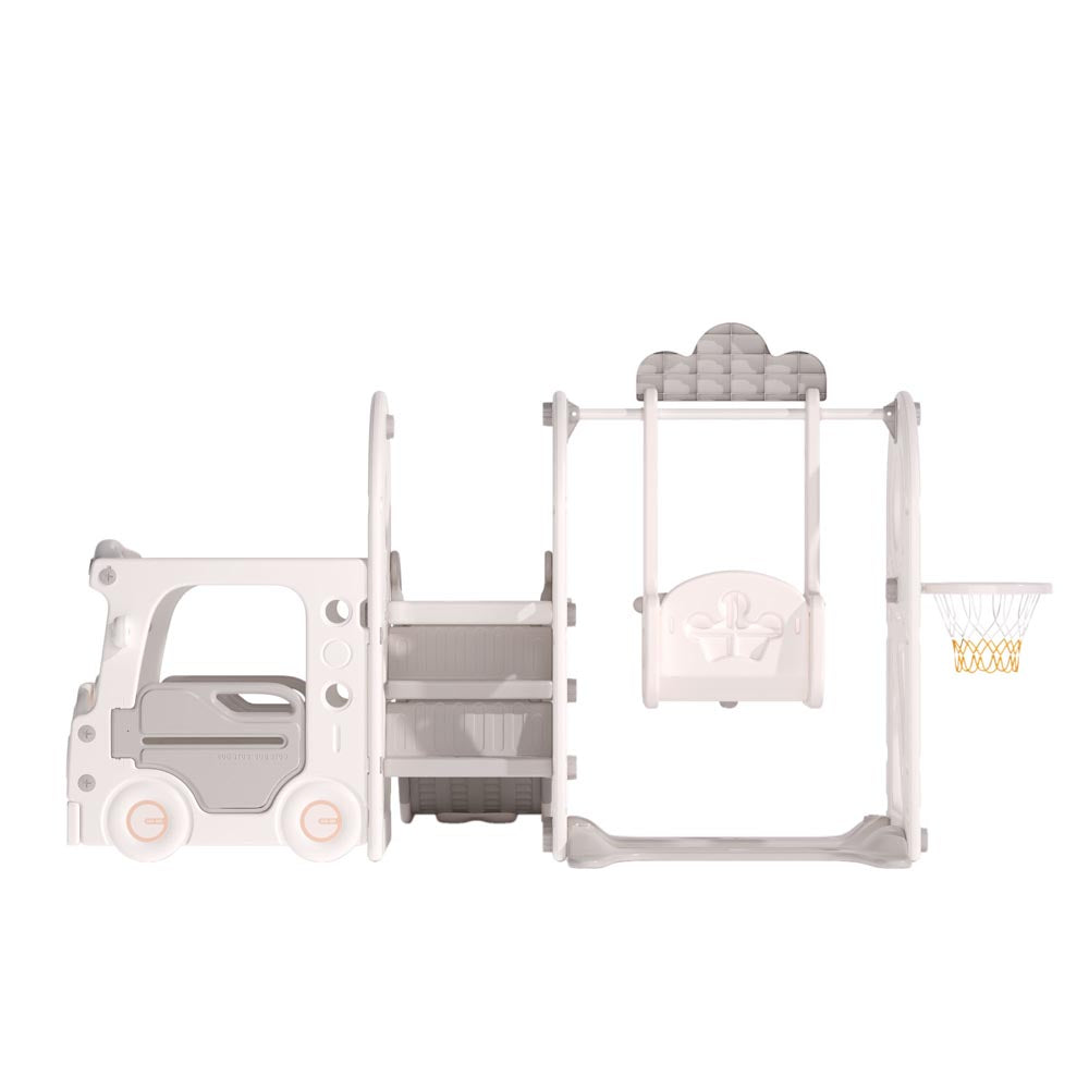 Kids Playset with Slide Basket Hoop Toddler Playground