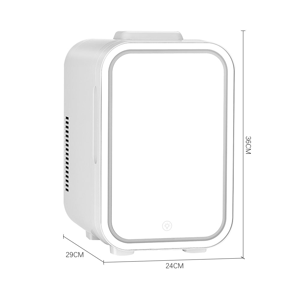 White 12L Mini Fridge with LED Mirror Door