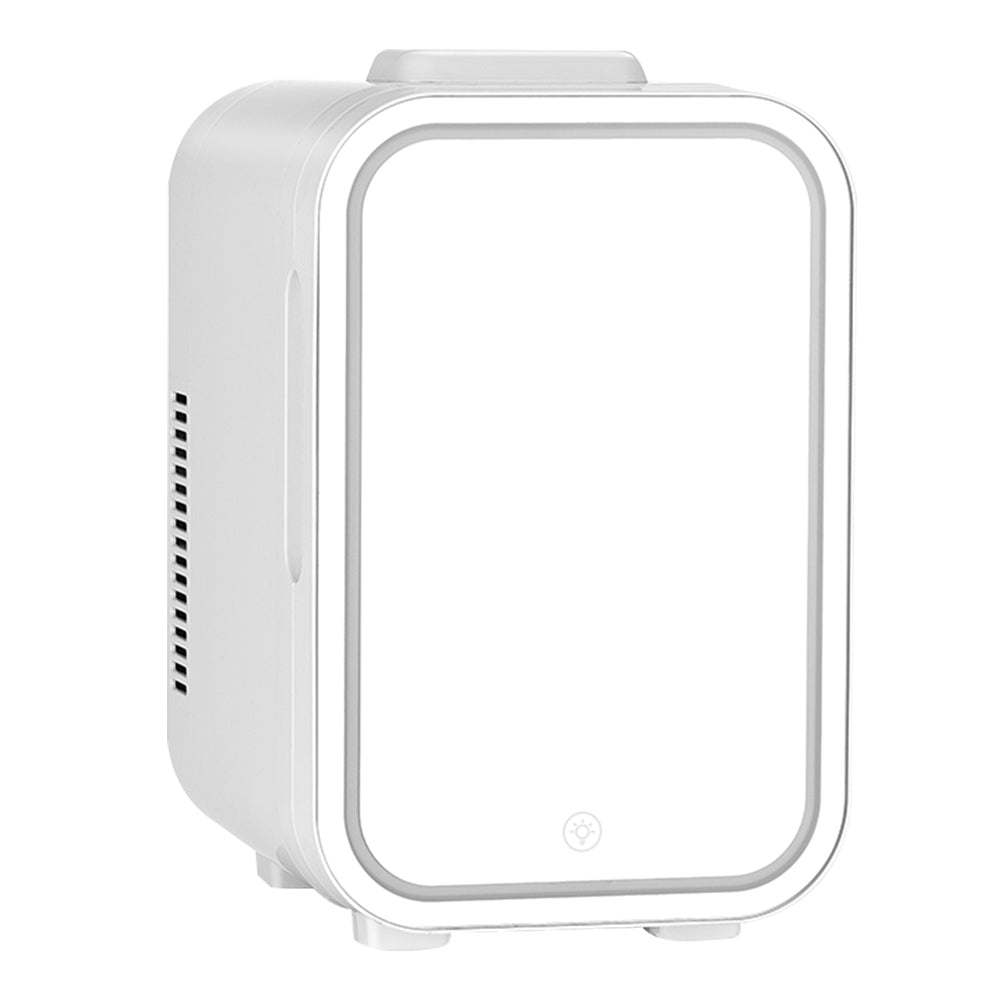 White 12L Mini Fridge with LED Mirror Door
