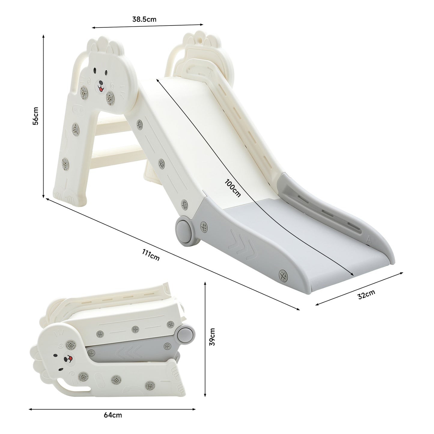 Adorable Folding Plastic Lion Slide for Toddlers