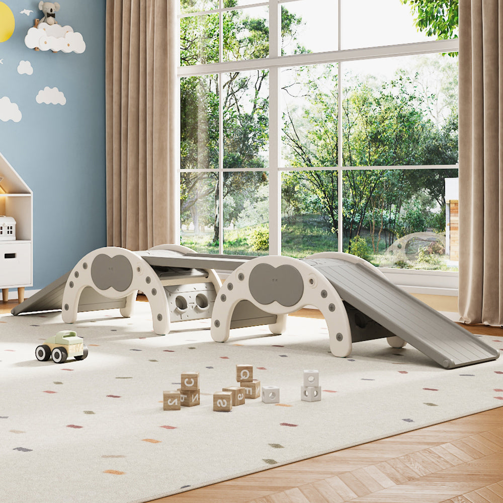 Indoor Climbing Frame Set with Three Dual-Sided Slides