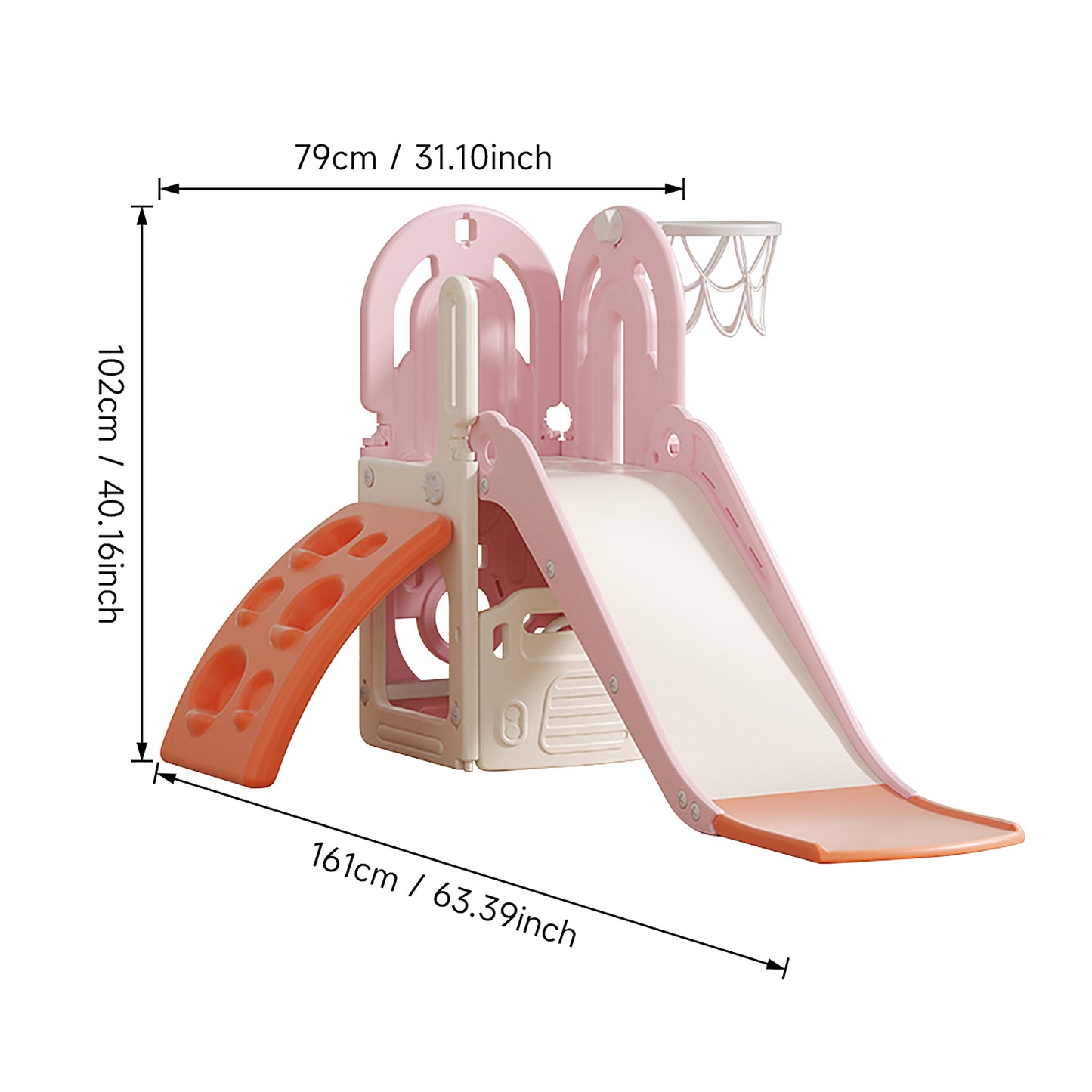 Toddler Slide, Climber and Basketball Hoop Playset