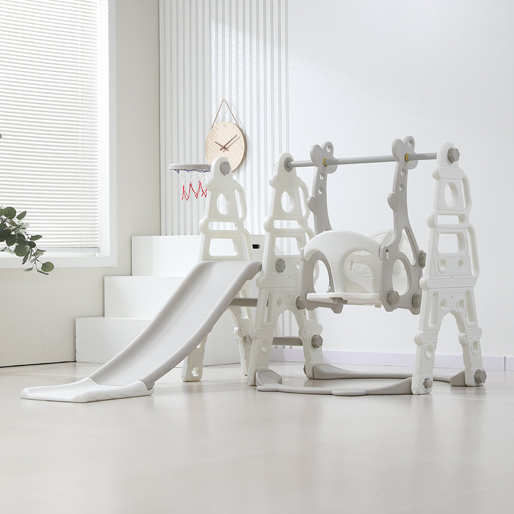 3-in-1 Toddler Swing Slide Set with Basketball Hoop