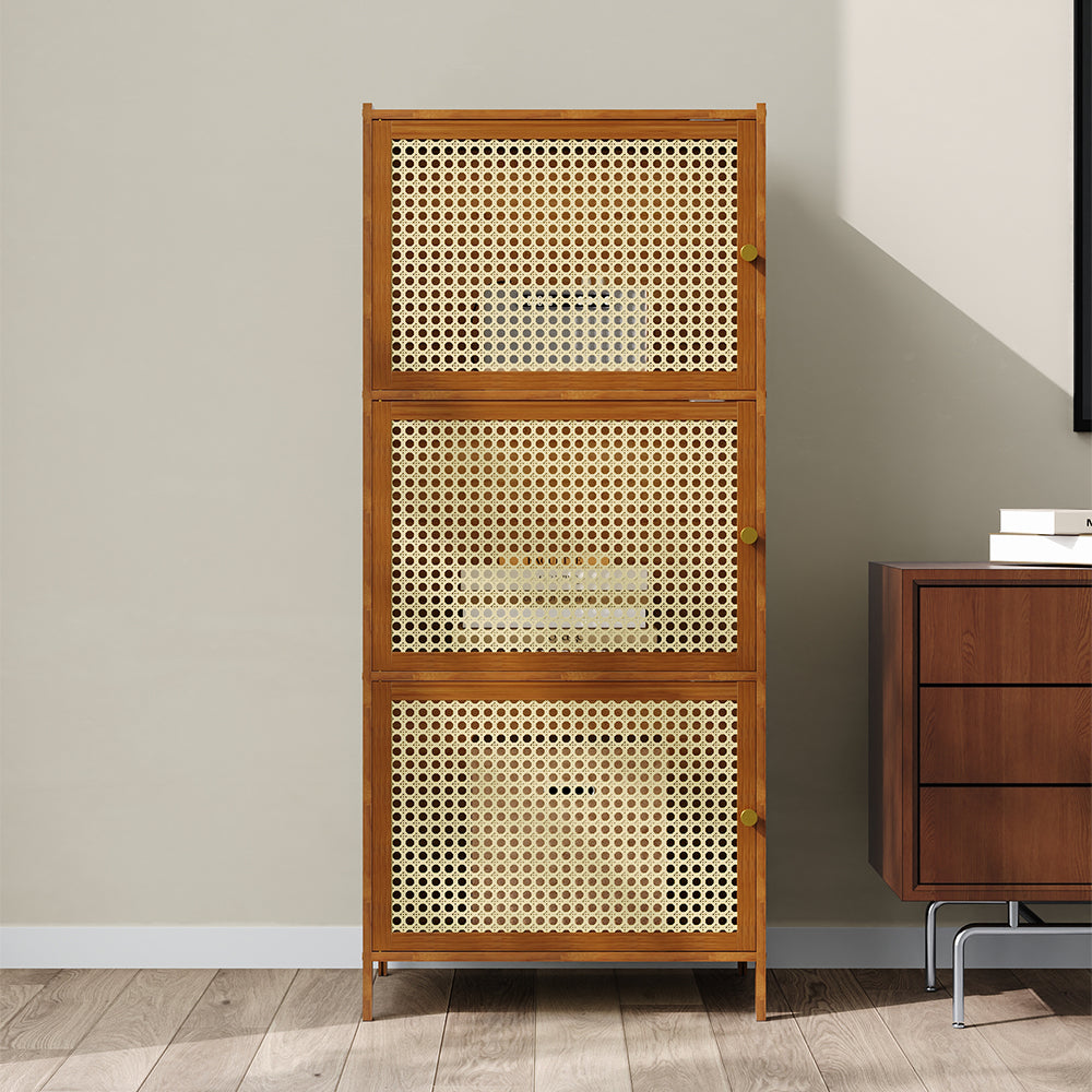 3 Tier Narrow Bookcase with Doors