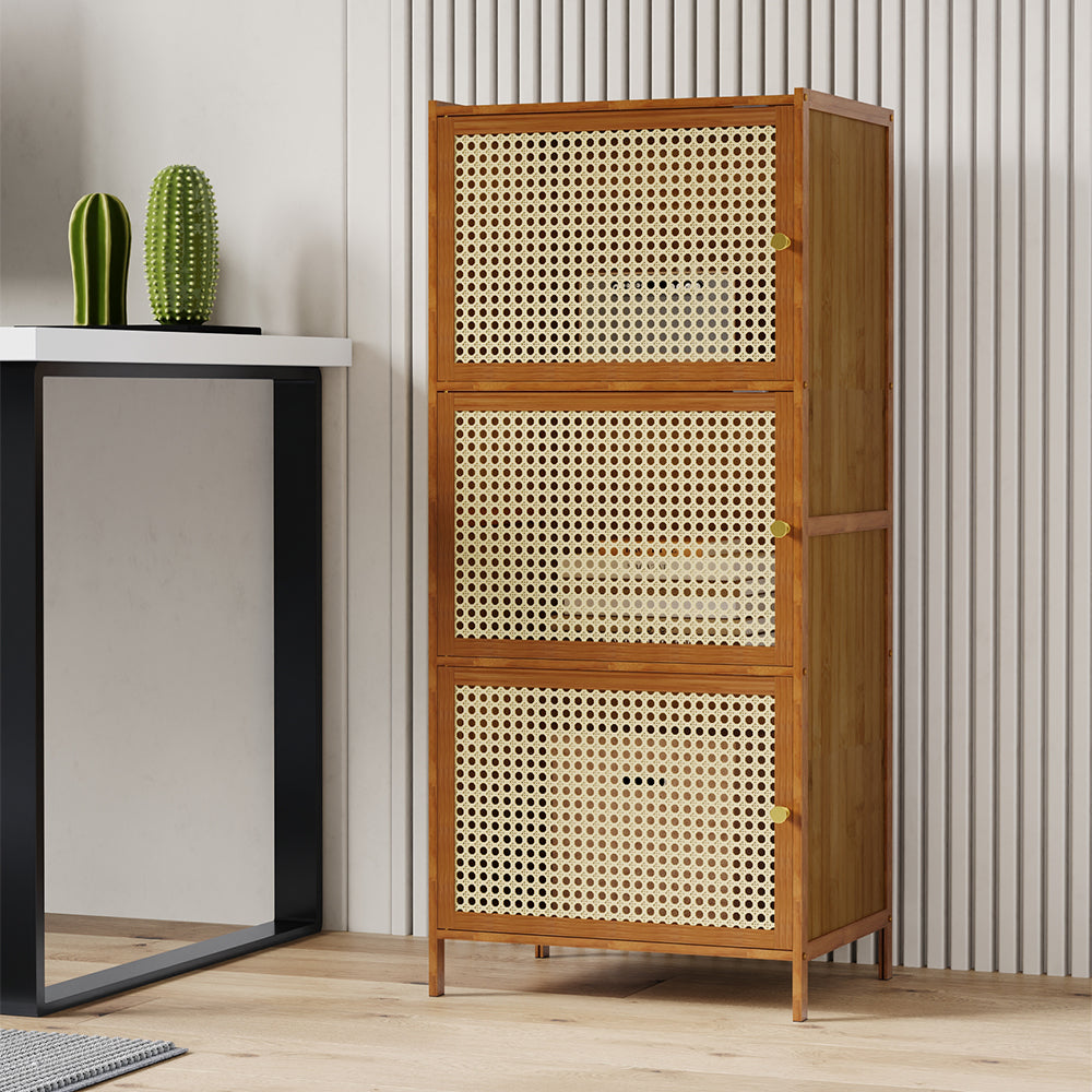 3 Tier Narrow Bookcase with Doors