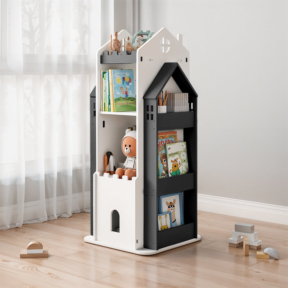 4-Tier Castle Kids Rotating Bookshelf