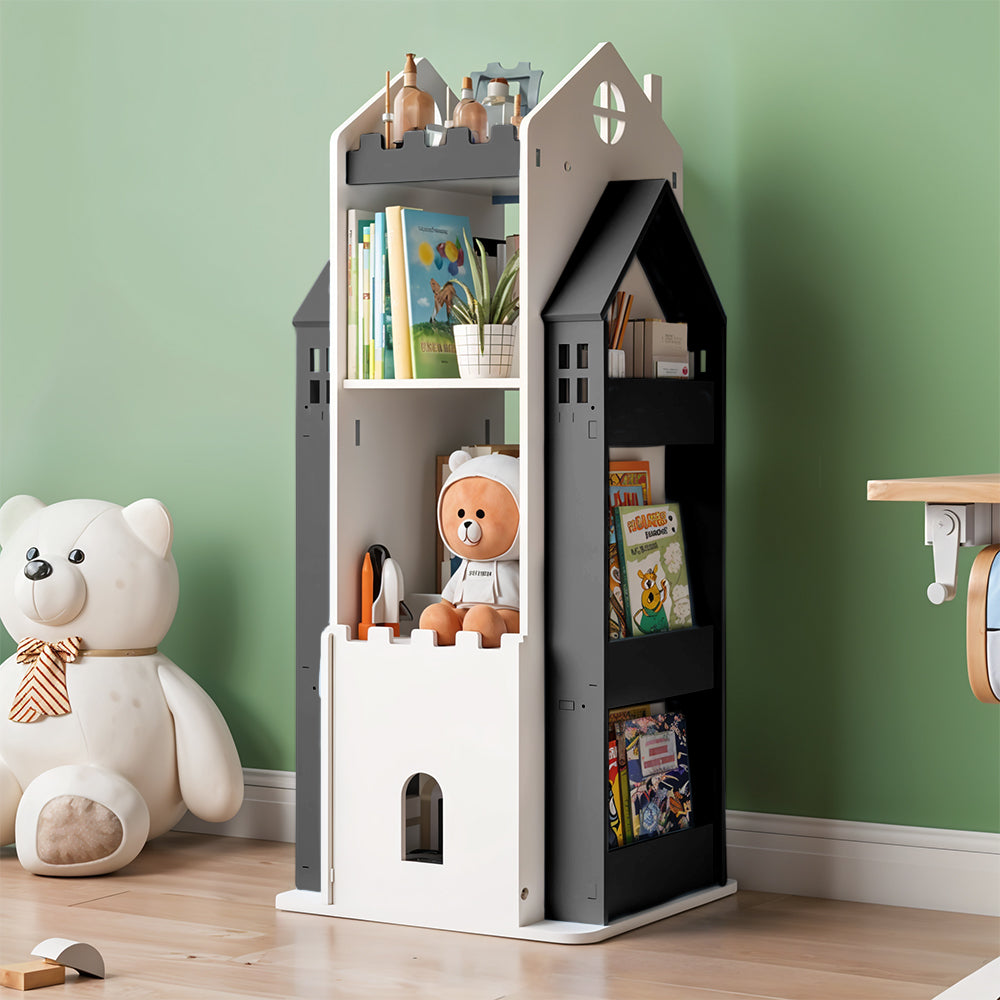 4-Tier Castle Kids Rotating Bookshelf