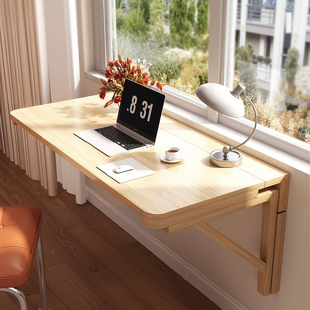 Wall-mounted Folding Table with Wooden Brackets