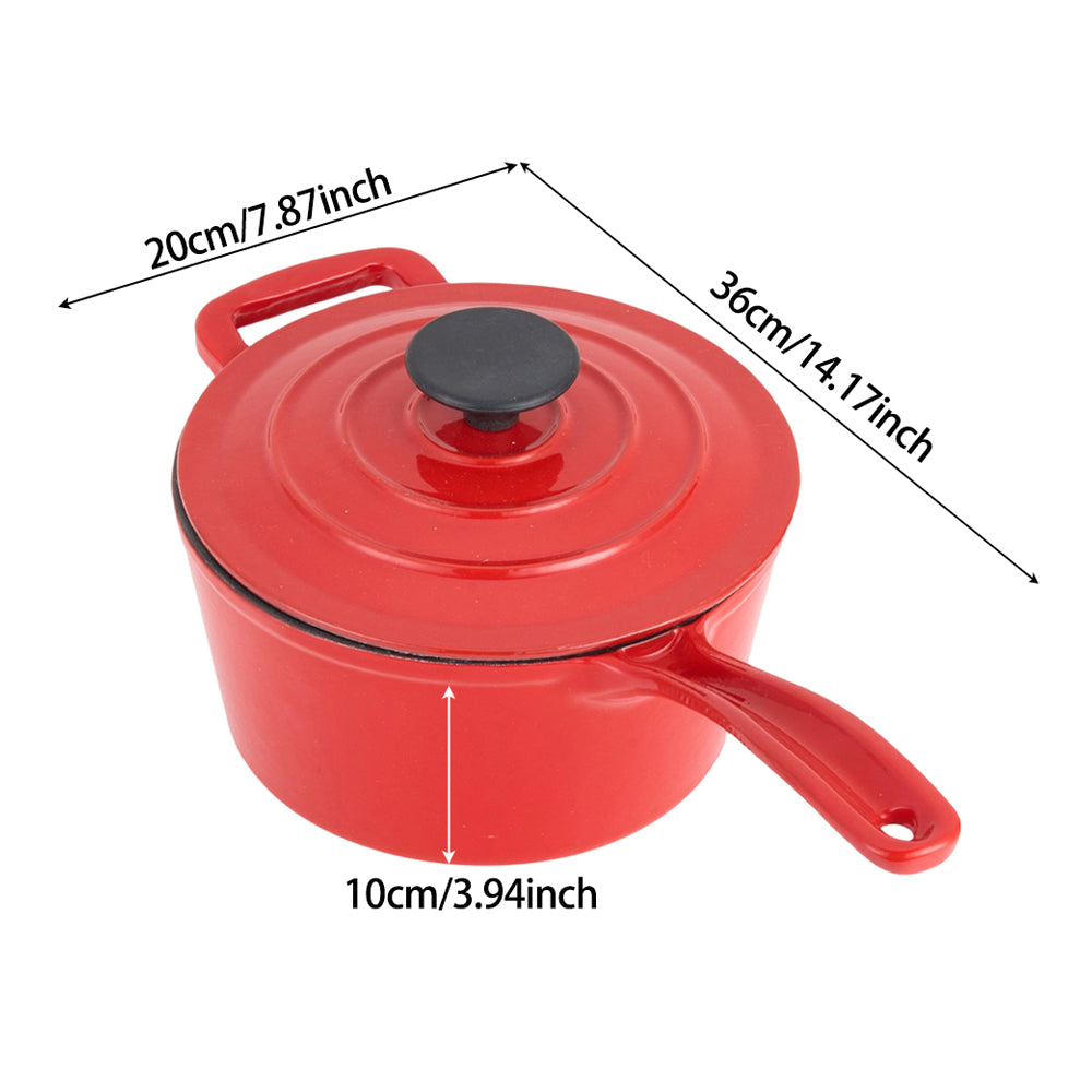 Enameled Cast Iron Saucepan with Lid