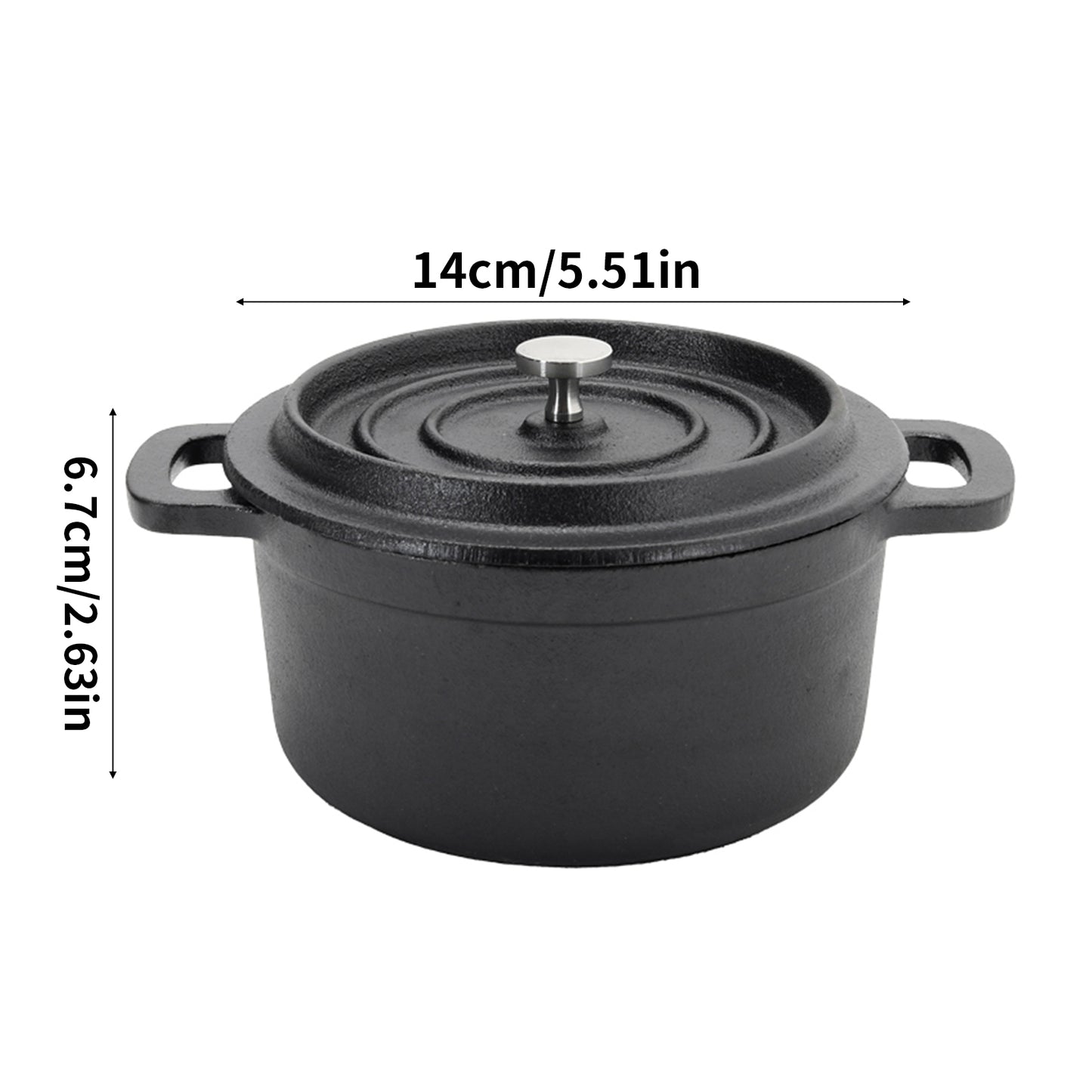 1L Pre-Seasoned Cast Iron Dutch Oven with Lid