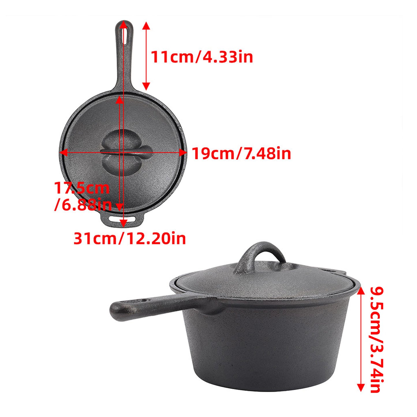 2.5L Pre-Seasoned Cast Iron Saucepan with Lid