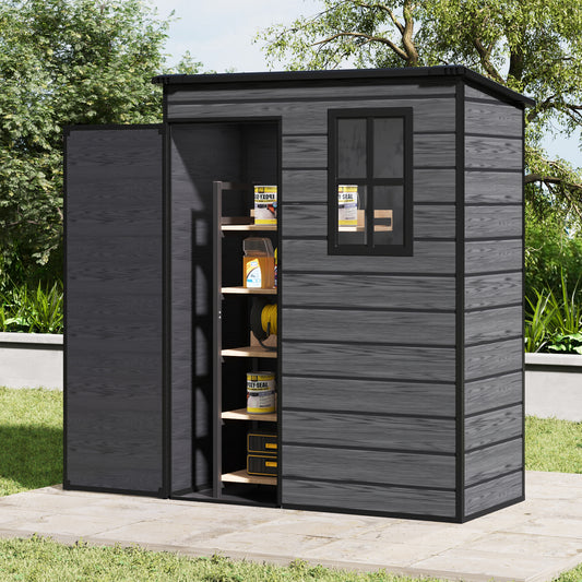 5X3FT Plastic Garden Storage Shed with Lockable Door