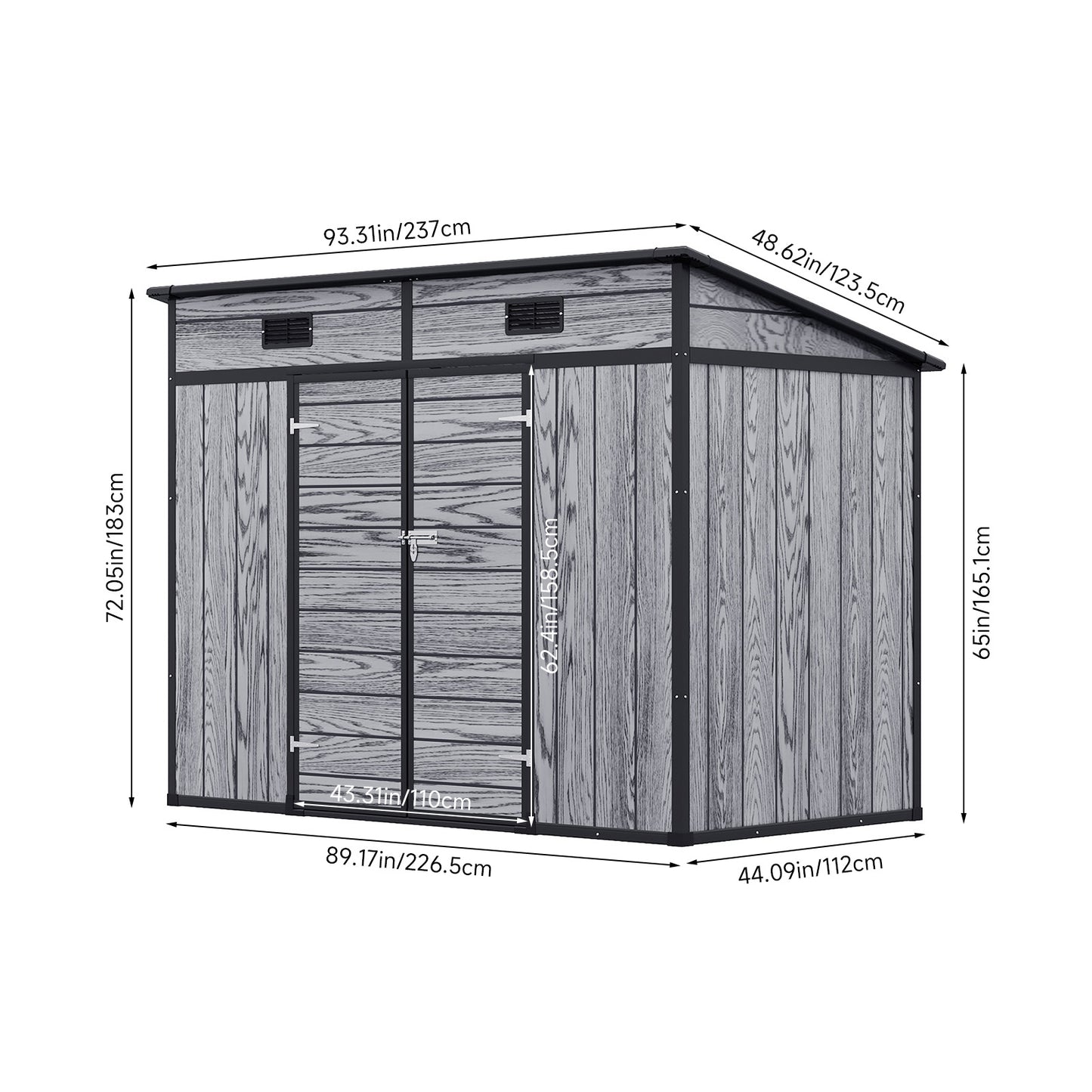 8x4FT Outdoor Plastic Garden Storage Shed